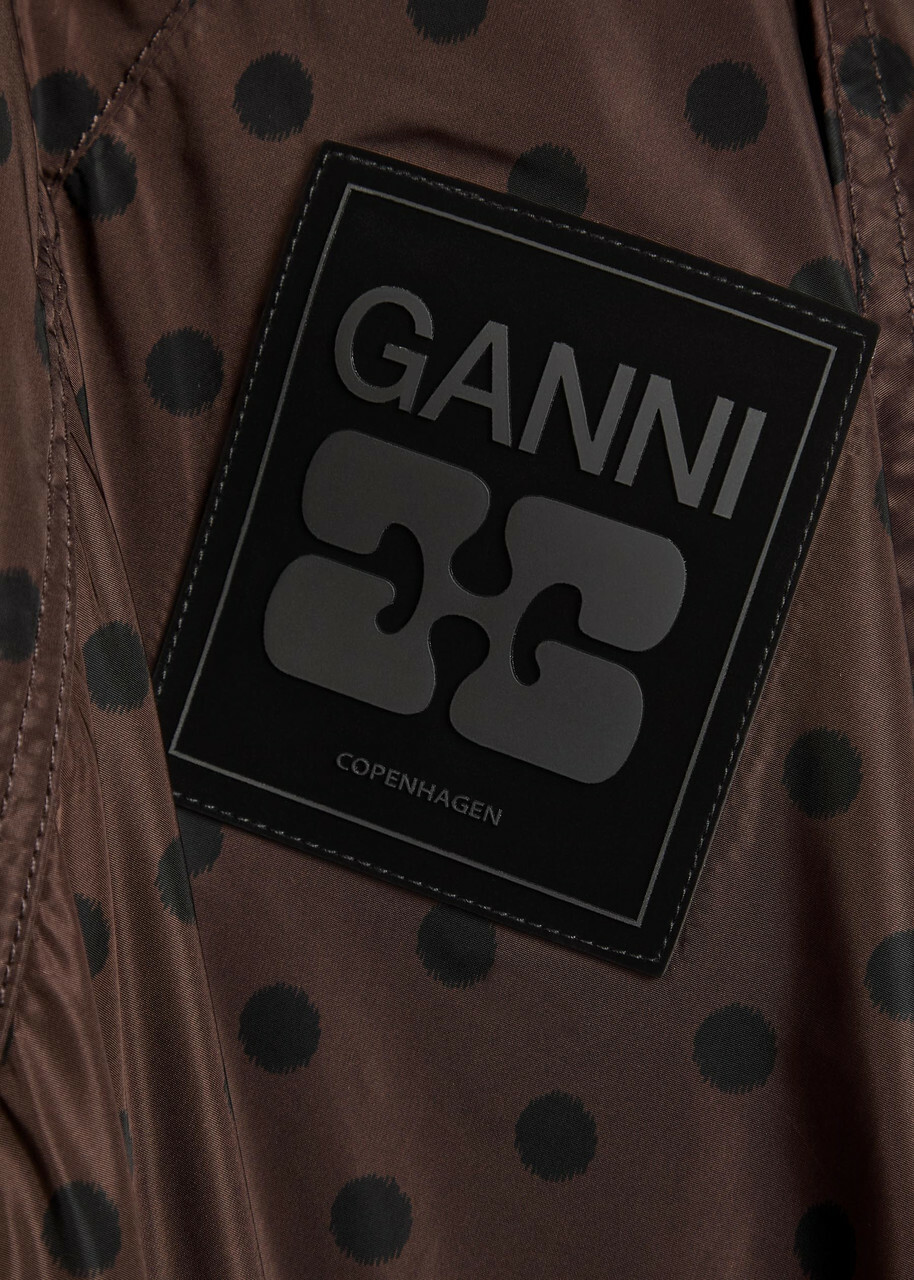 Ganni Polka dot Hooded Shell Jacket Brown