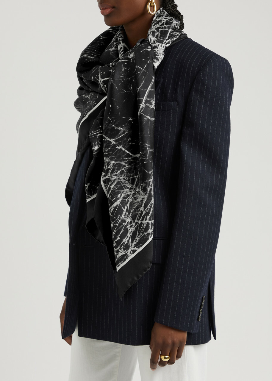 Alexander Mcqueen Smashed Glass Printed Silk Scarf - Black And