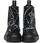 Alexander McQueen Black and White Splatter Lace-Up Boots