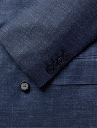 Canali - Double-Breasted Wool, Silk and Linen-Blend Blazer - Blue