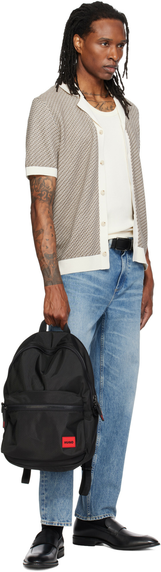 Hugo Black Canvas Backpack