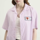 TTT MSW Women's I Love My Dog Half Sleeve Shirt in Pink Stripe