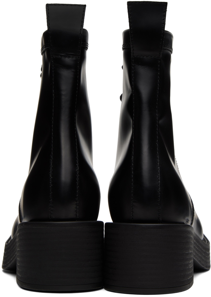 MM6 Maison Margiela Black Patent Leather Ankle Boots MM6