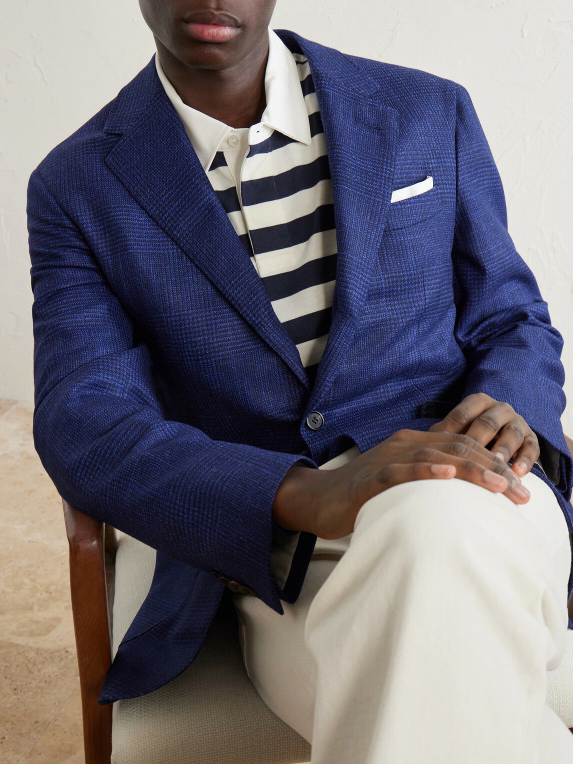 Dunhill - Checked Wool, Silk and Cashmere-Blend Blazer - Blue