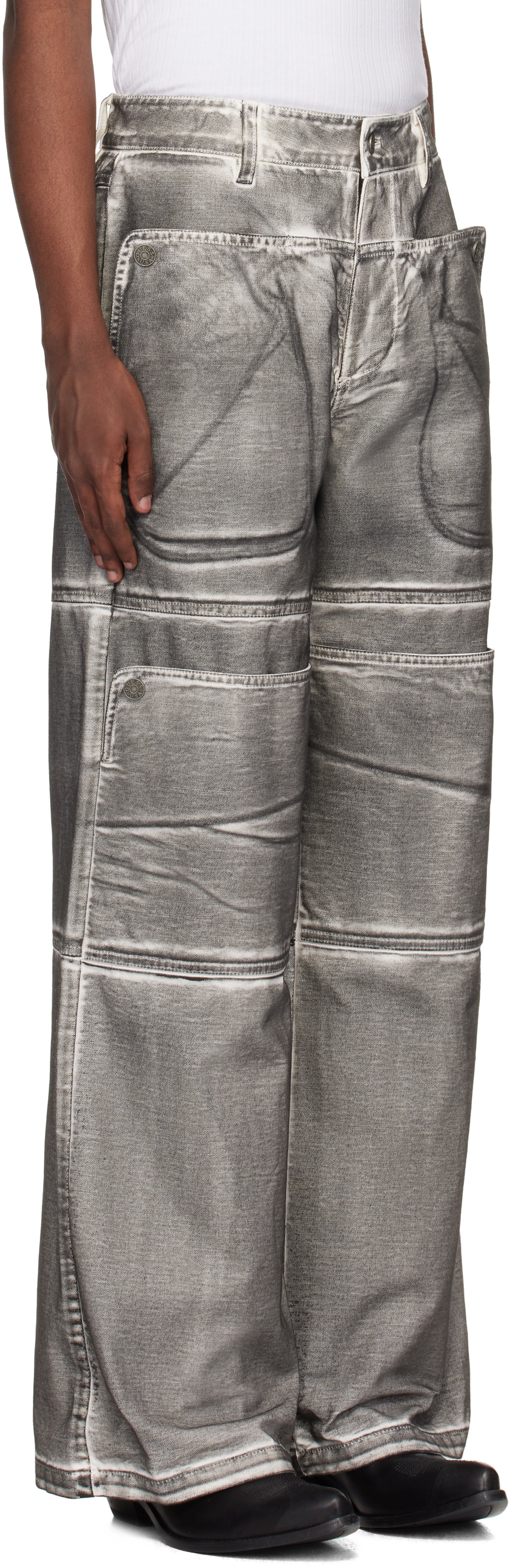 GUESS USA Black Screenprinted Cargo Jeans