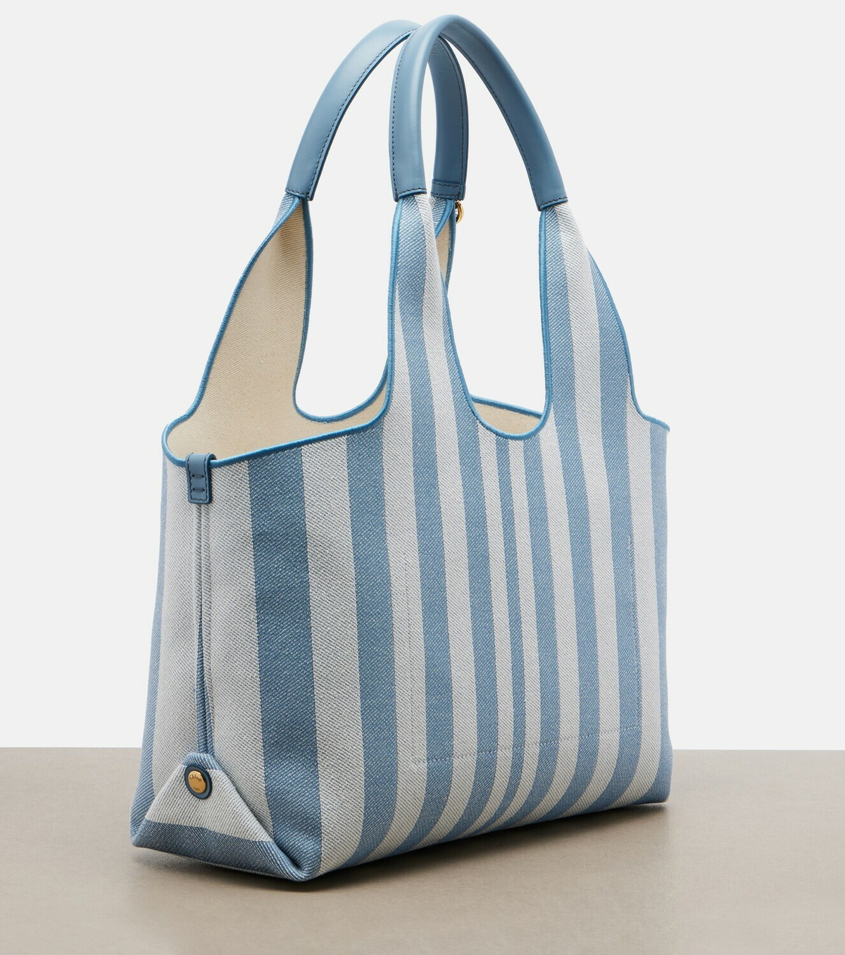 Chloé Chloé Stripy logo canvas tote bag