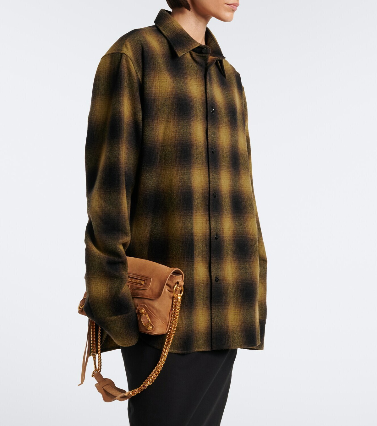 Balenciaga Checked wool-blend flannel overshirt
