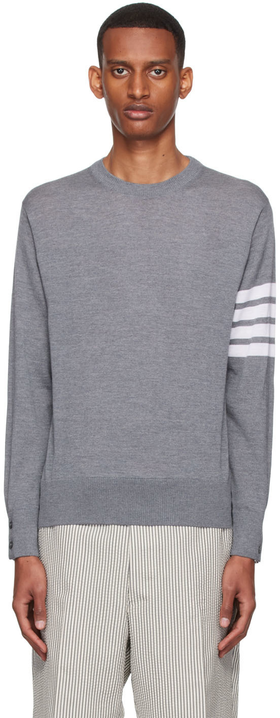 Thom Browne Gray 4-Bar Sweater Thom Browne