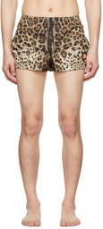 Dolce & Gabbana Brown Logo Swim Suit