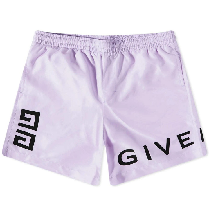 Photo: Givenchy Men's 4G Long Logo Swim Short in Lilac