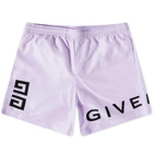 Givenchy Men's 4G Long Logo Swim Short in Lilac