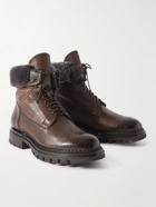 Santoni - Bristol Shearling-Lined Full-Grain Leather Boots - Brown