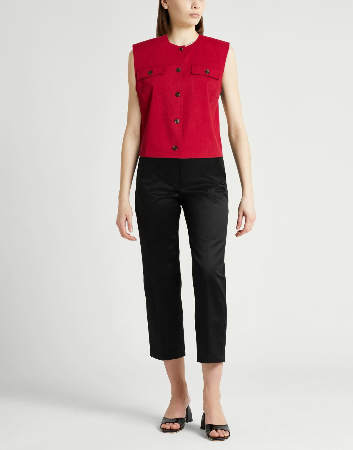 Theory Womens Tailored Vest in Tomato red