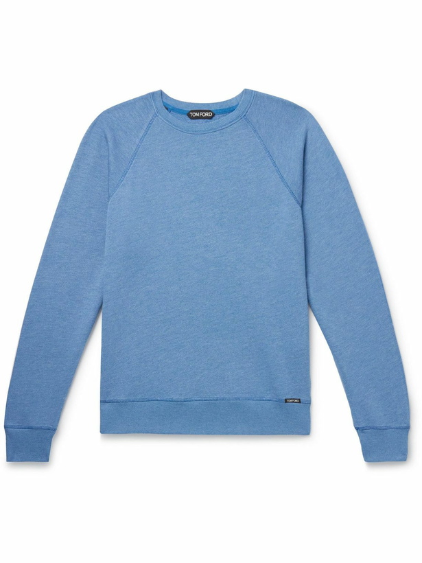 Photo: TOM FORD - Cotton-Blend Jersey Sweatshirt - Blue