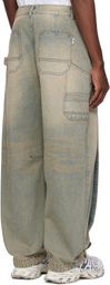 Juun.J Blue Washed Curved Jeans