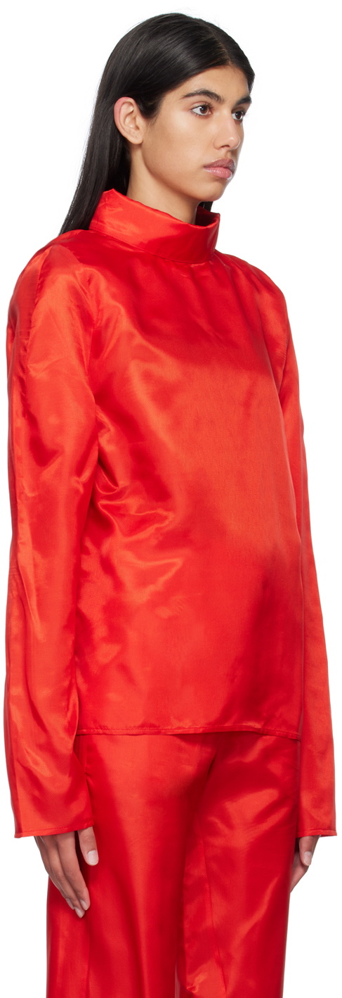 Bianca Saunders Red Zip Turtleneck