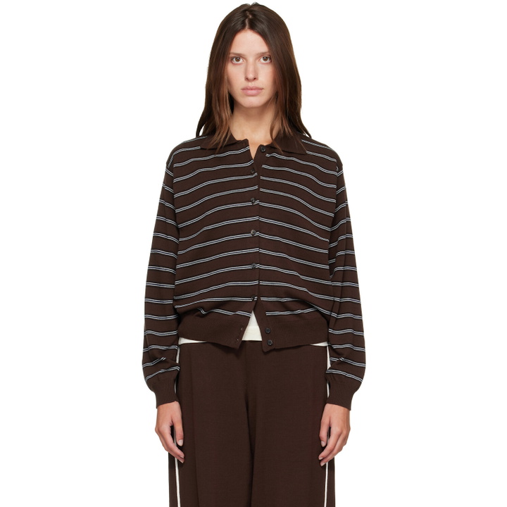 Photo: Cordera Brown Organic Cotton Striped Polo Cardigan