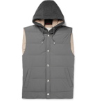 Brunello Cucinelli - Quilted Shell and Cashmere Hooded Down Gilet - Men - Gray