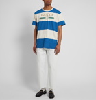 Gucci - Logo-Print Striped Cotton and Hemp-Blend T-Shirt - Blue