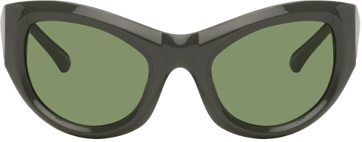 Photo: Dries Van Noten Gray Linda Farrow Edition Wrap Sunglasses