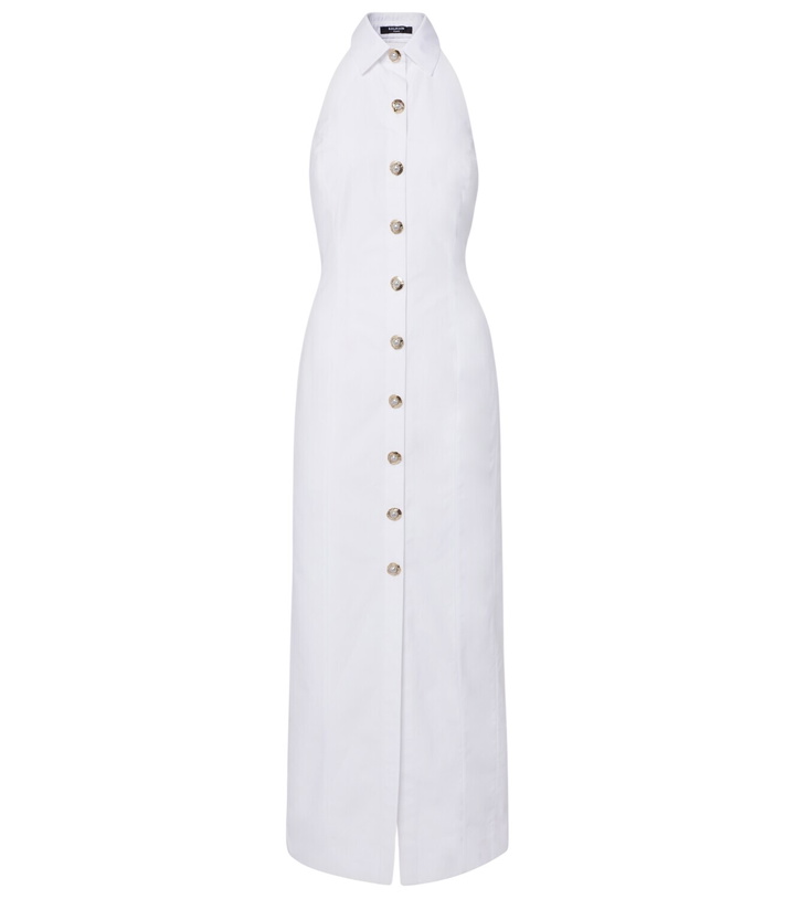 Photo: Balmain Open-back buttoned poplin shirt dress