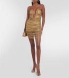 Giuseppe di Morabito Embellished ruched mesh minidress