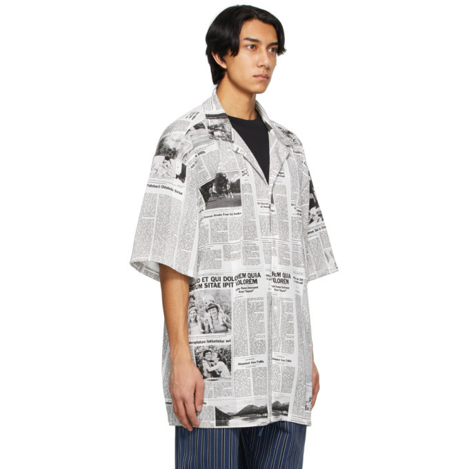 Balenciaga White and Black Happy News Short Sleeve Shirt Balenciaga