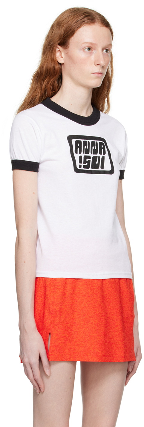 T-Shirt Fulham 1960s Ringer Bianca/Nera – Logo Ricamato – Old School Football