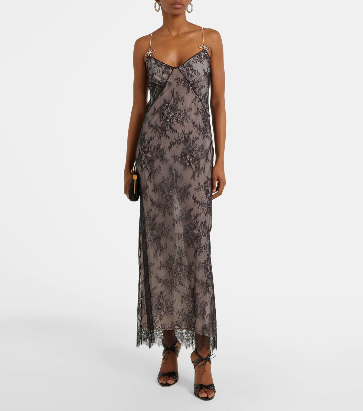 Blumarine 2000s Salmon Lace-Trim Midi Skirt