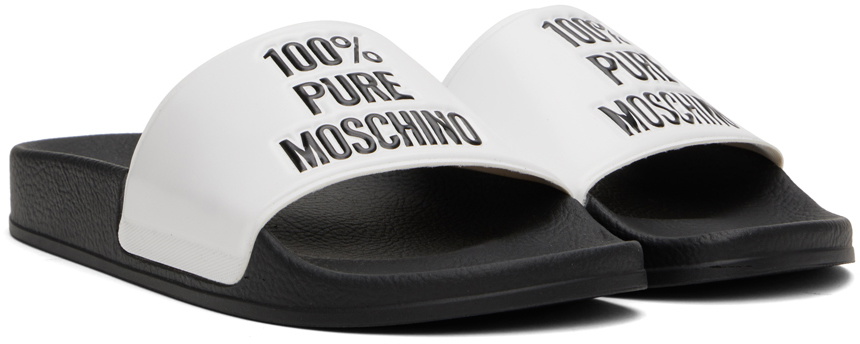 サンダル Moschino FW25 'Pool' slides (MB28022G0NG10 000) Moschino Black PVC Lettering Pool Slides Size 40 Moschino | TLC