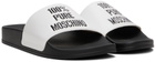 Moschino White & Black '100% Pure Moschino' Pool Slides