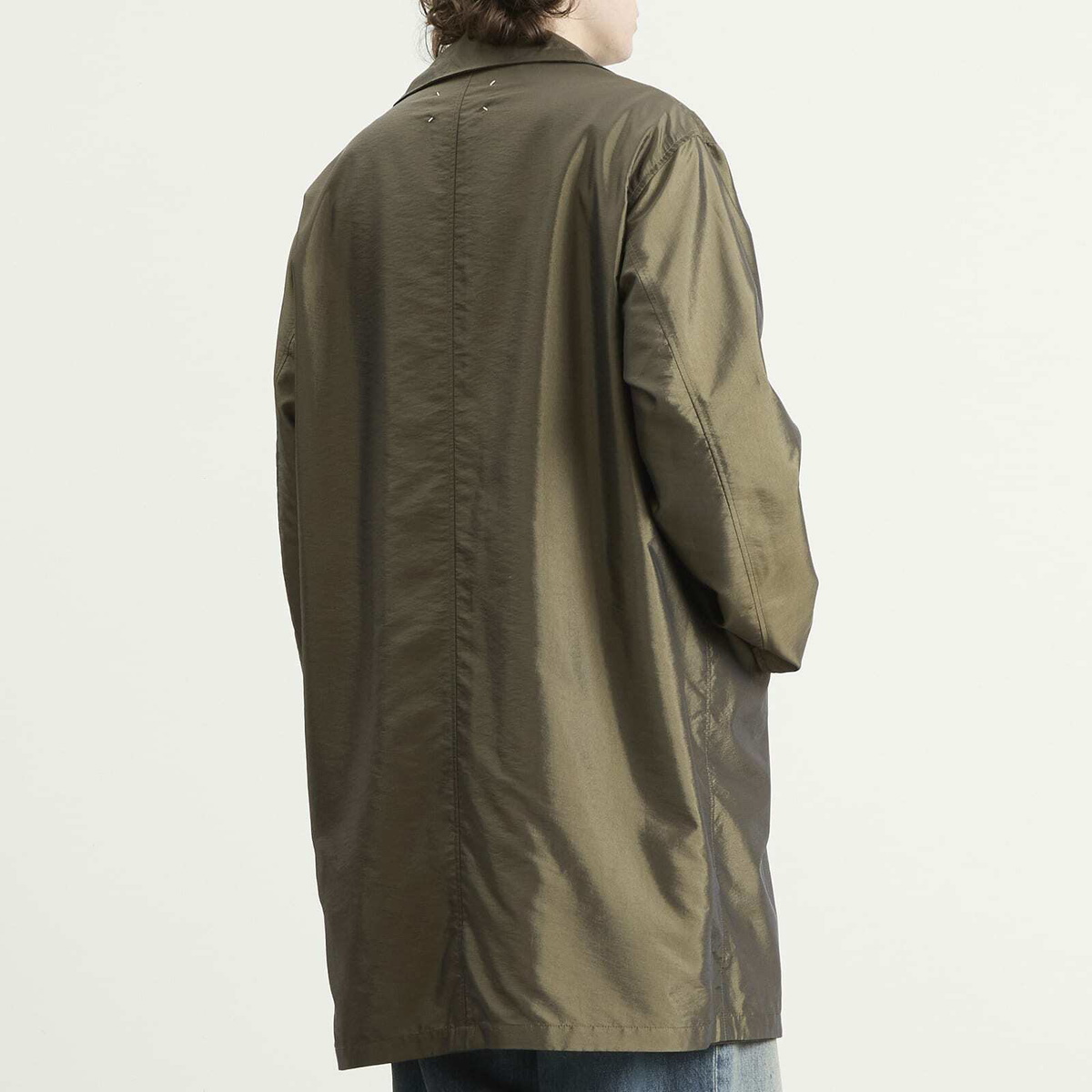 Maison Margiela Men's Check Reversible Coat in Olive/Brown Check