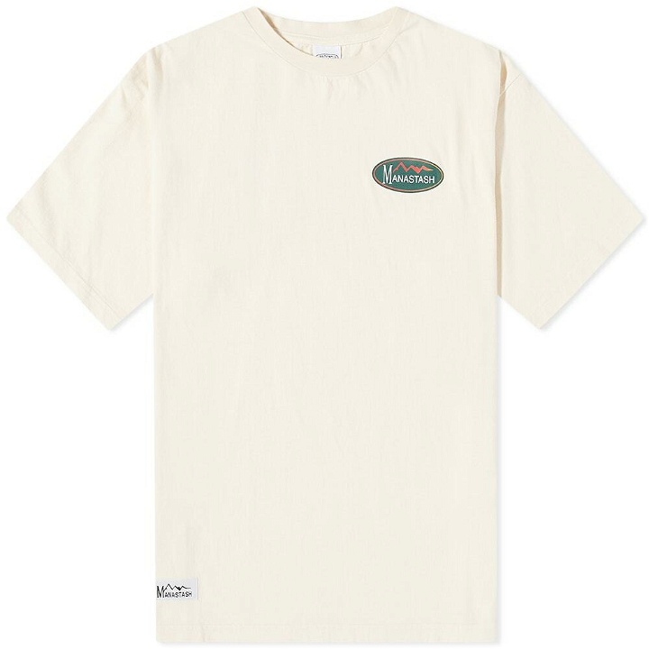 Photo: Manastash Men's RE:CTN Oval Logo T-Shirt in Off White