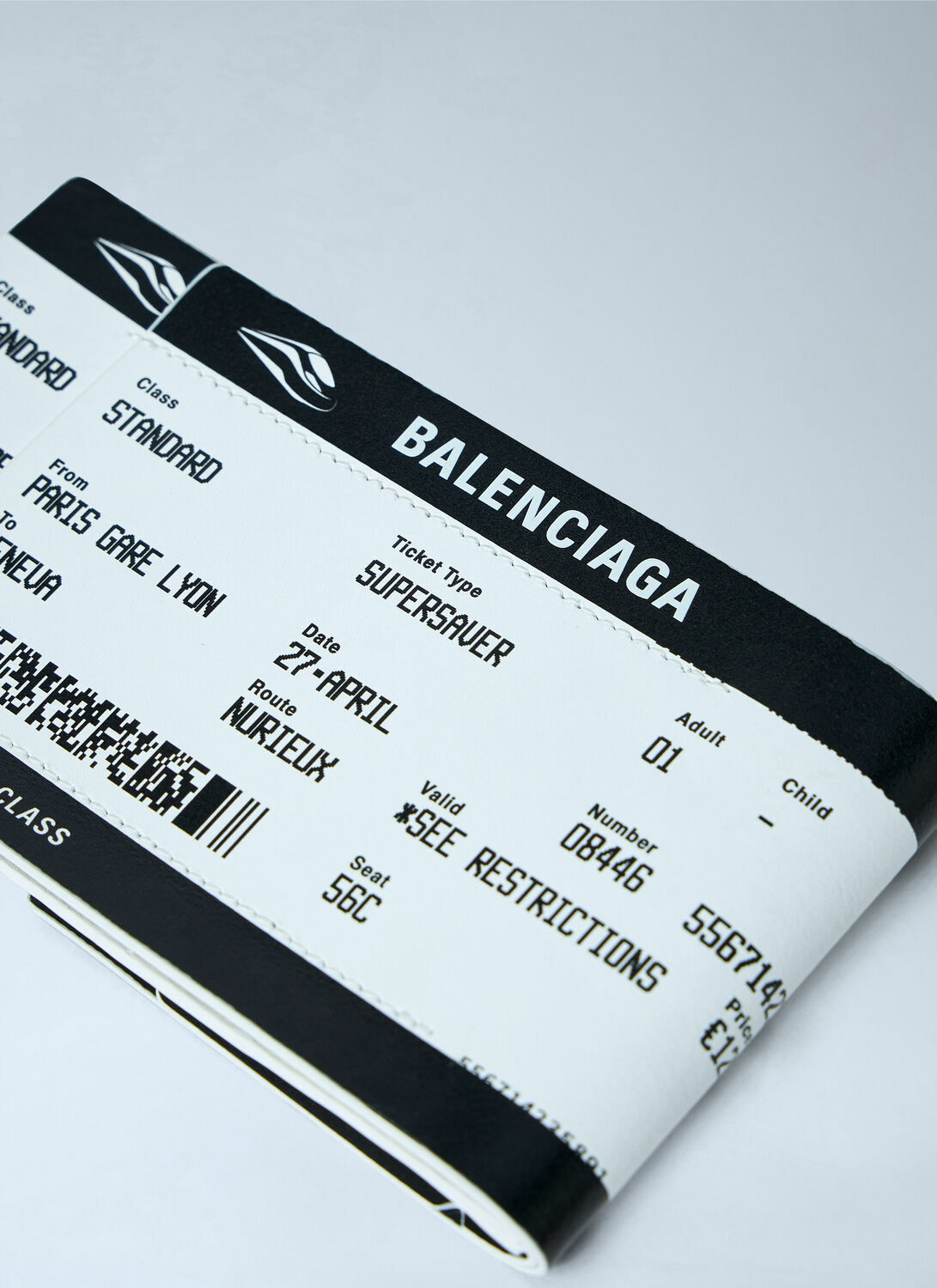 Balenciaga Ticket-Print Leather Zip Pouch
