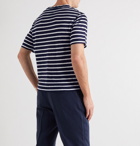 Drake's - Striped Linen T-Shirt - Blue