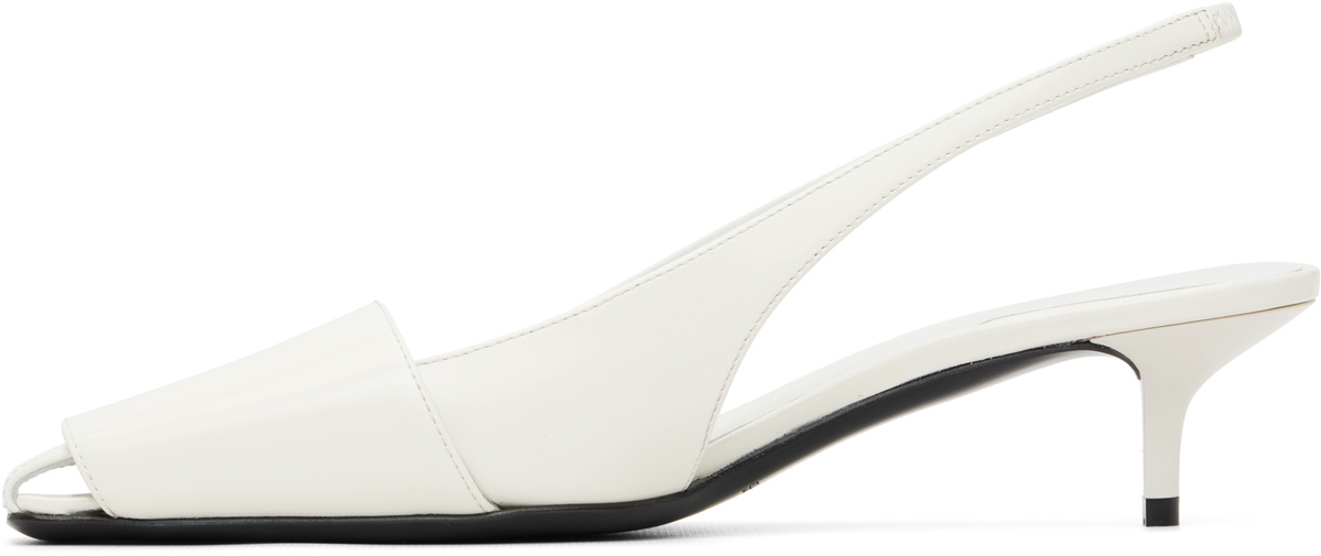 Courrèges White Fold Iced Leather Slingback Heels