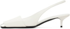 Courrèges White Fold Iced Leather Slingback Heels