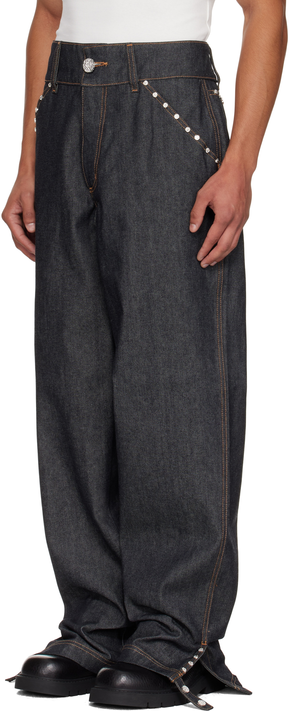 Veneda Carter SSENSE Exclusive Navy Studded Jeans