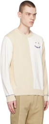 PS by Paul Smith White & Beige Happy Sweater