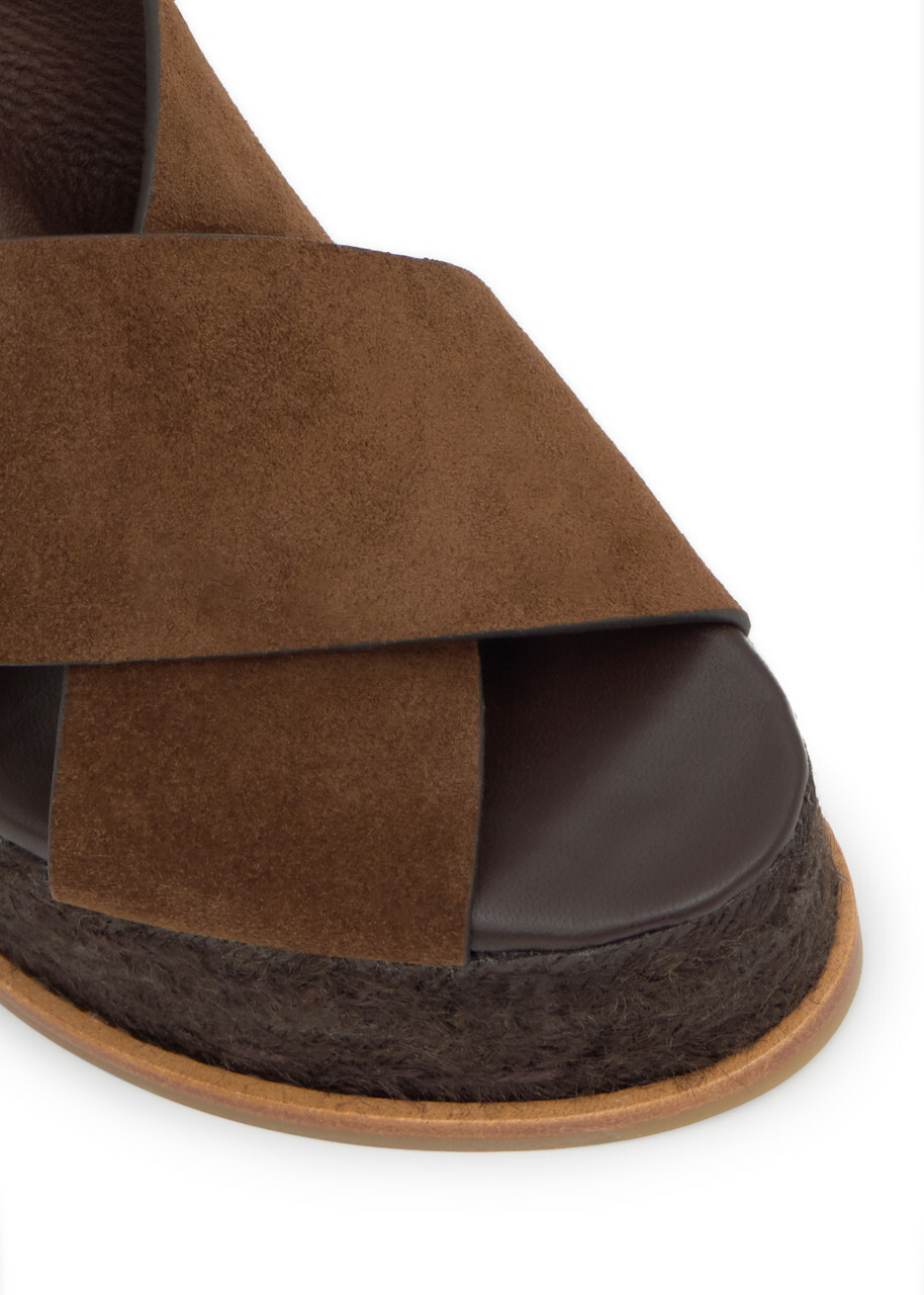Castañer Betina Suede Wedge Sandals Brown