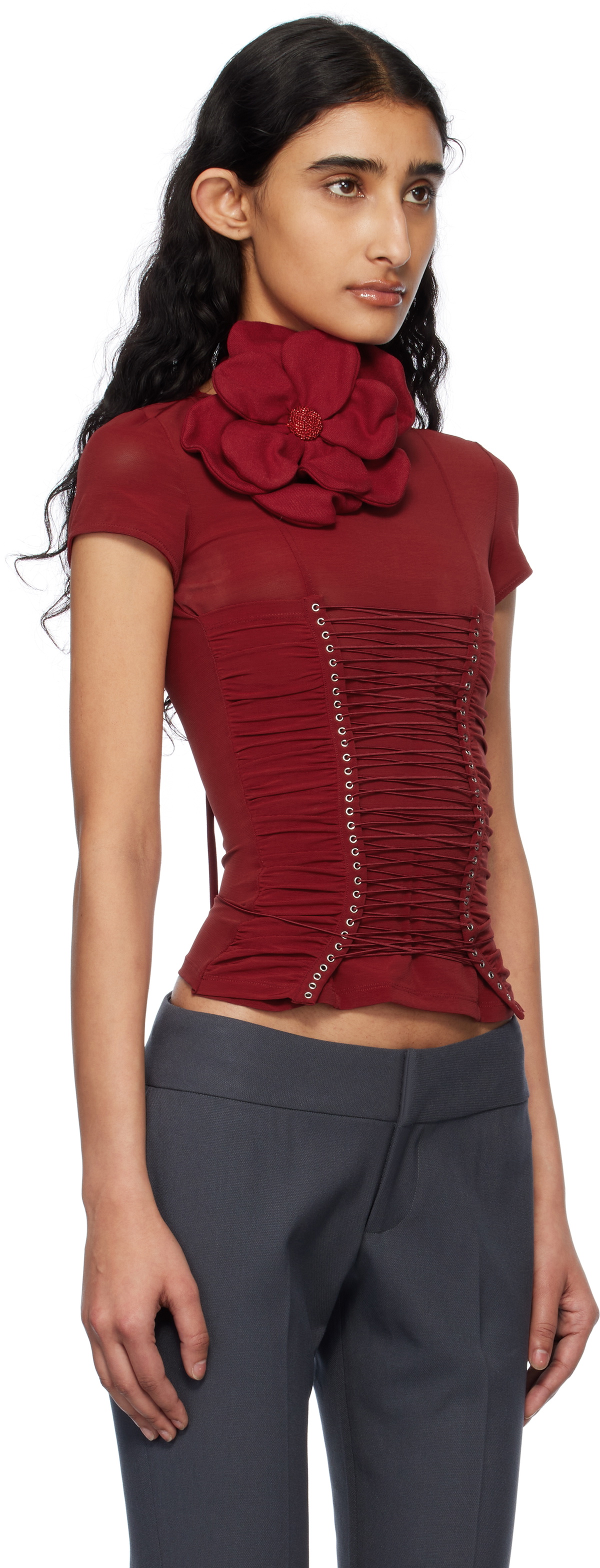 Fancì Club Red Vermillion Lace-Up T-shirt