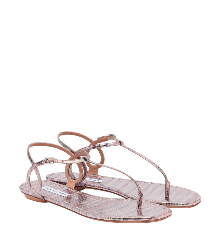 Photo: Aquazzura Almost Bare striped leather thong sandals