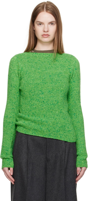 Photo: AURALEE Green Cashmere Melange Knit Sweater