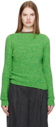 AURALEE Green Cashmere Melange Knit Sweater