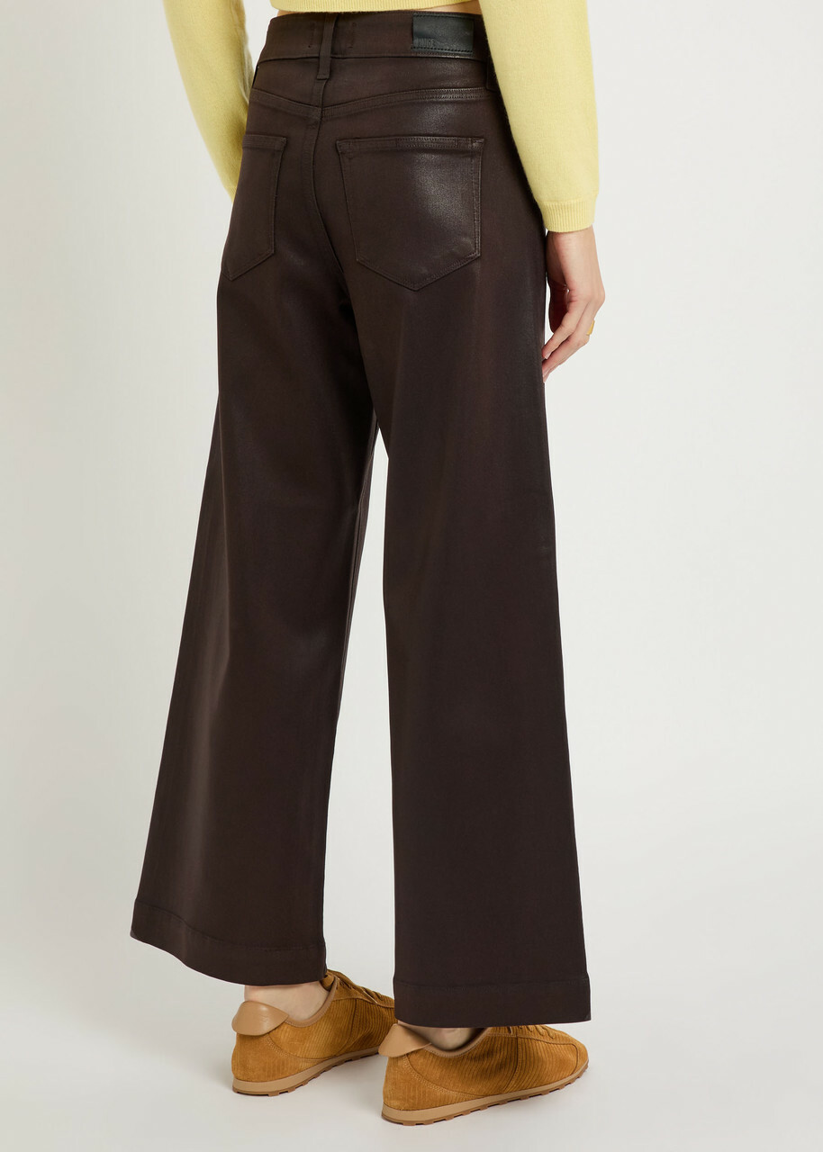 Paige Anessa Coated Wide-leg Jeans Brown