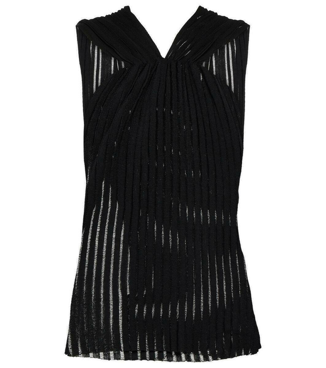 Photo: Saint Laurent Ruched ribbed-knit cotton top