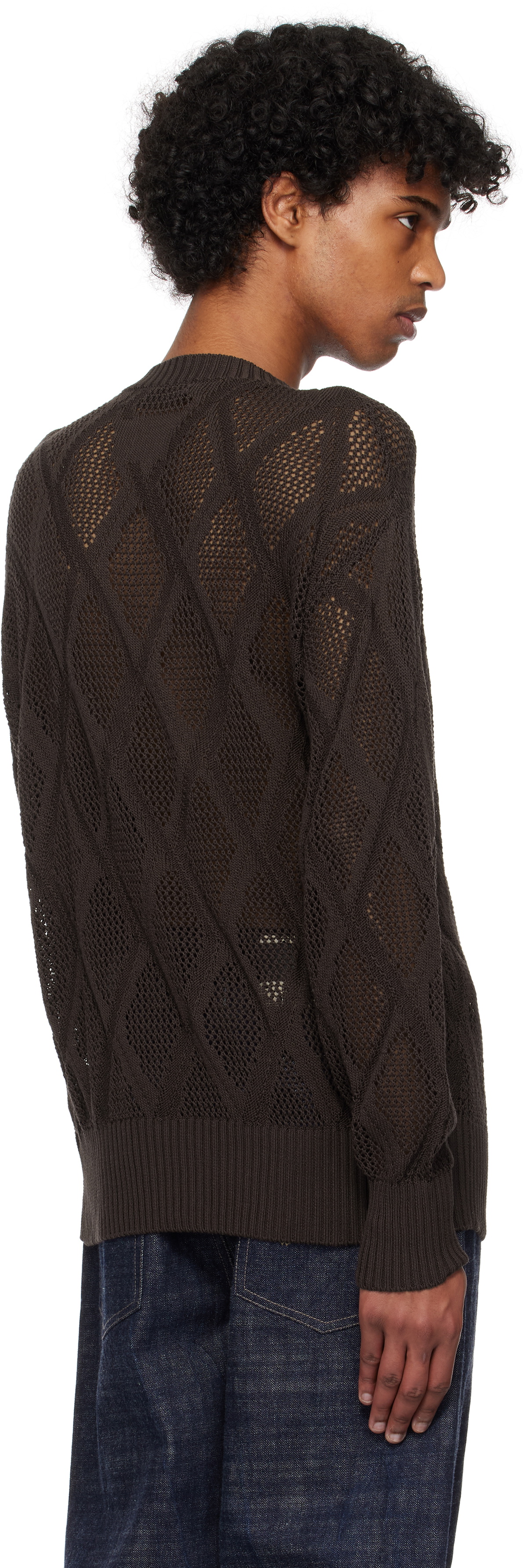 NULLUS Brown Deconstructed Logenze Knitted Sweater