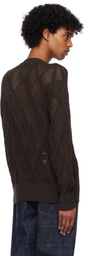 NULLUS Brown Deconstructed Logenze Knitted Sweater