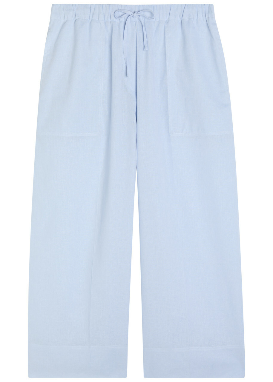 Toteme Wide-leg Cotton and Linen-blend Trousers Light Blue