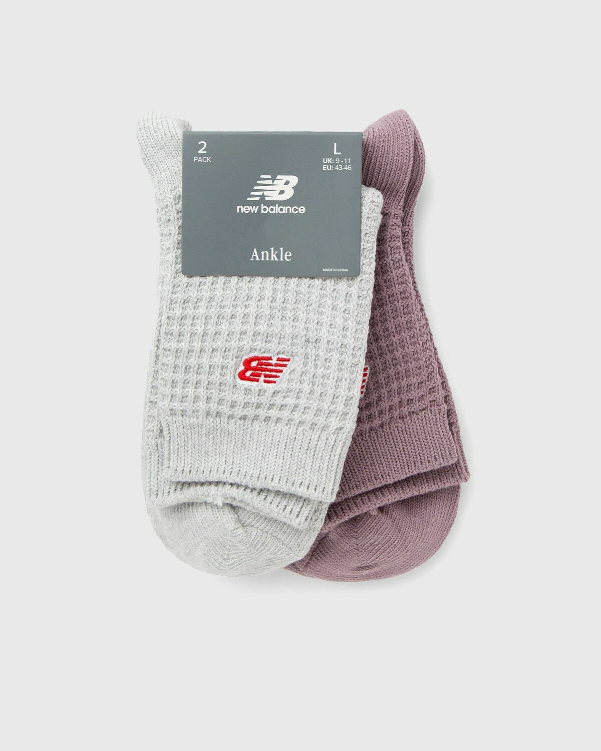 New Balance Waffle Knit Ankle Socks 2 Pack Grey/Purple Socks